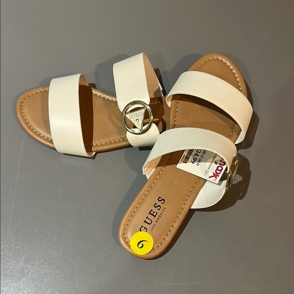 Guess White and Tan Sandals with Two-Strap Design - Picture 1 of 4